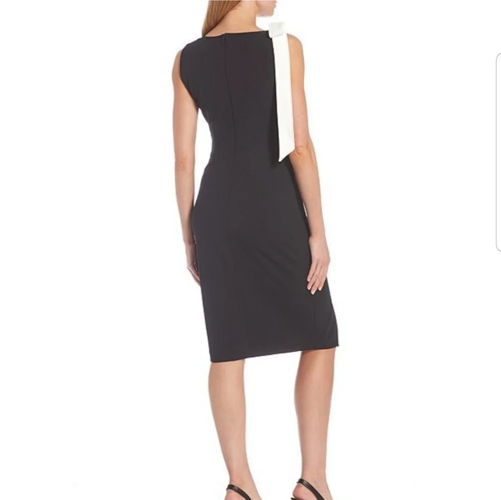 Calvin Klein Sleeveless Tie Shoulder Asymmetric Neck Side Slit Sheath Dress ♥ - Picture 2 of 7
